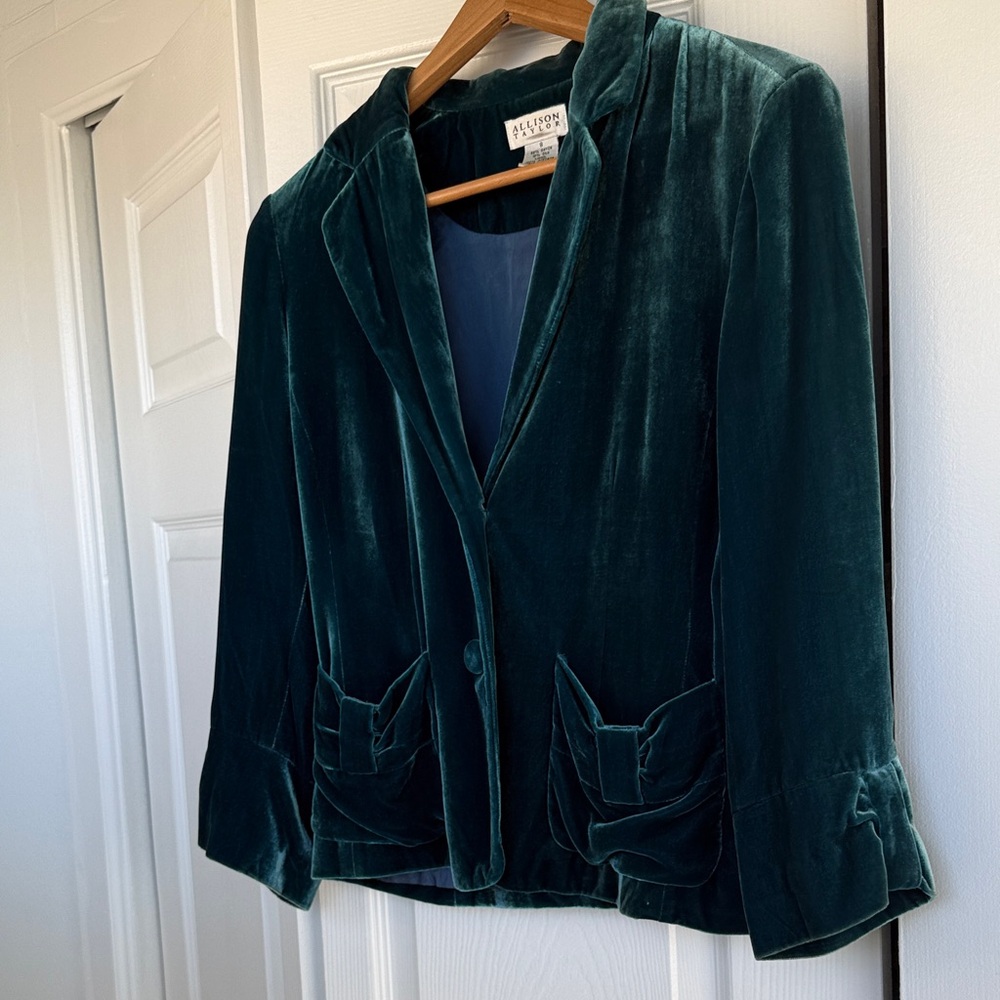 Vintage Allison Taylor Teal Velvet jacket/blazer size 8